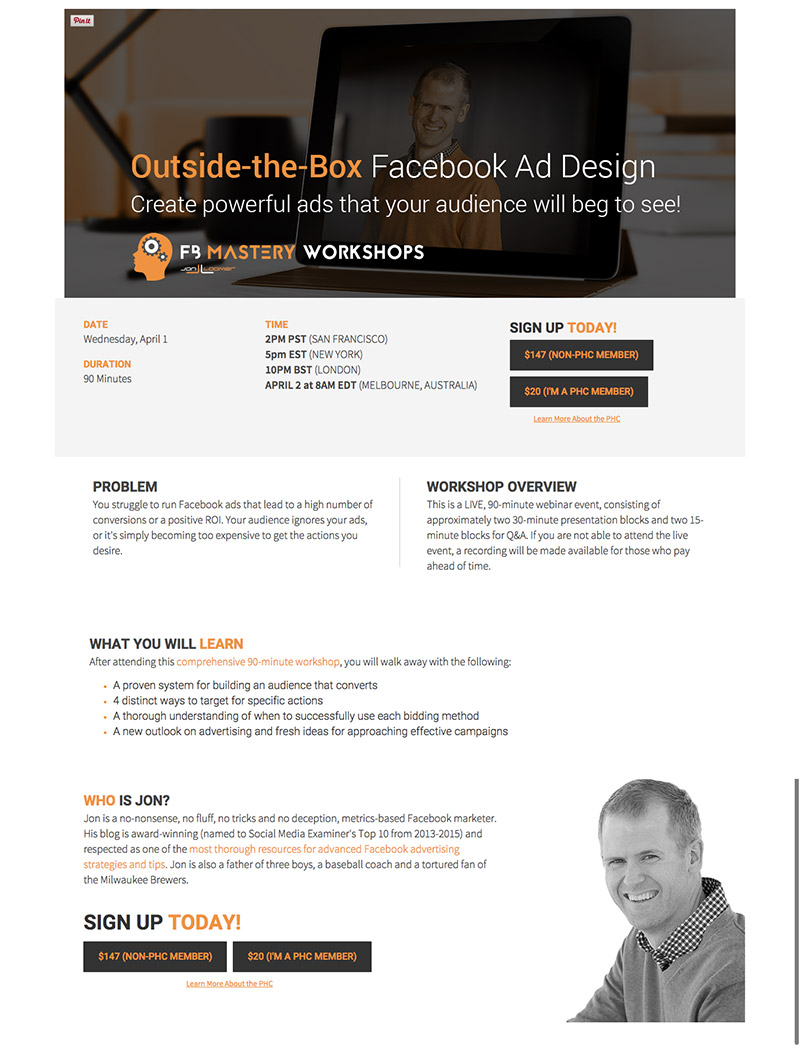 long landing page example