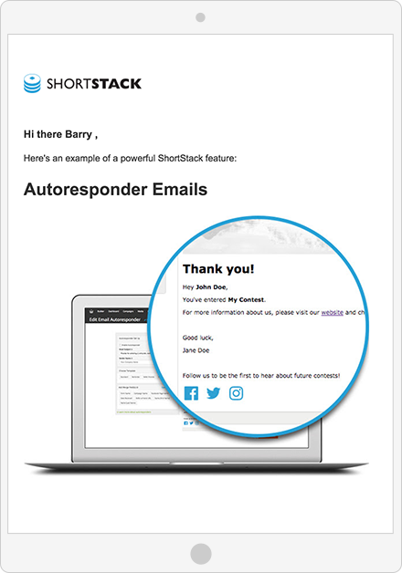 Personalized email from ShortStack