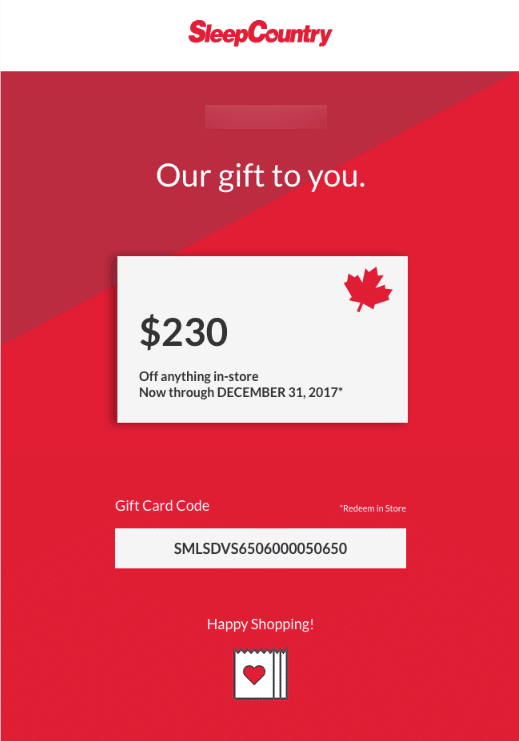 Sleep country email campaign for Email Marketing