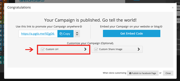 Customize the URL in ShortStack