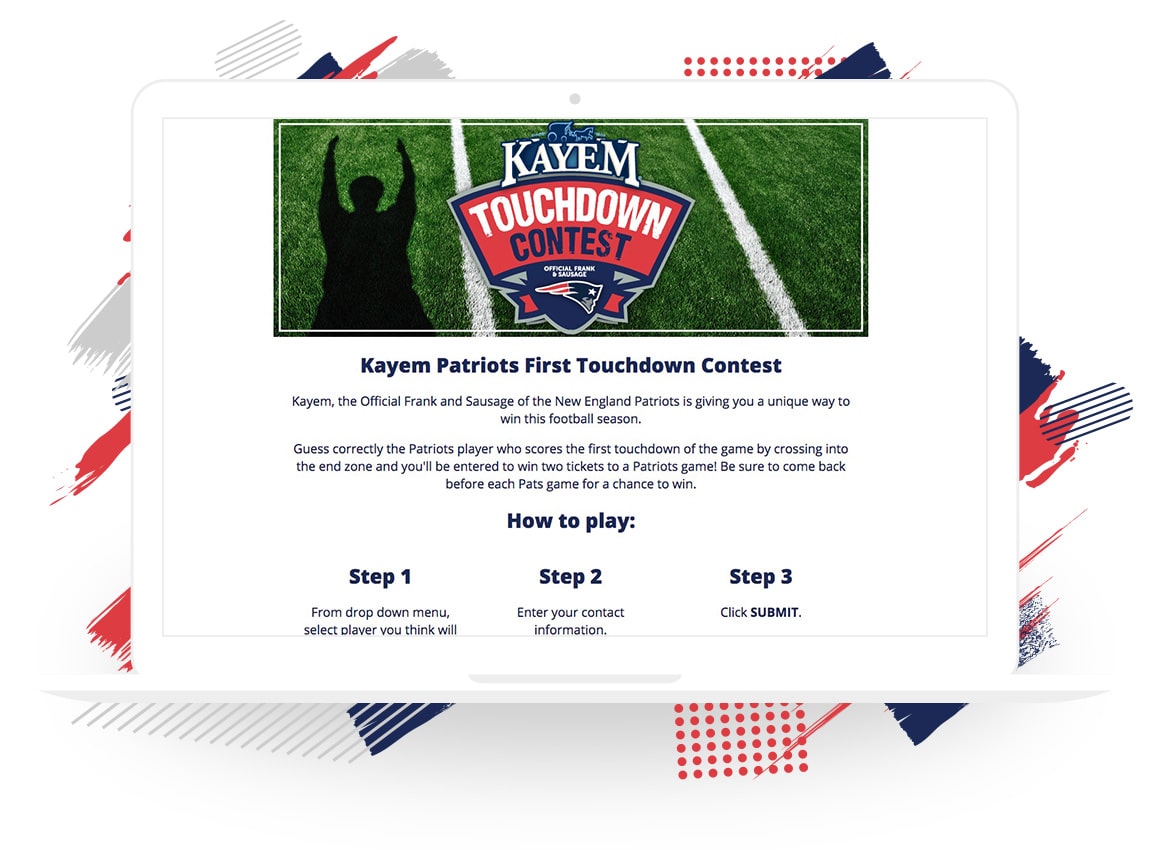 Kayem Patriots First Touchdown Contest