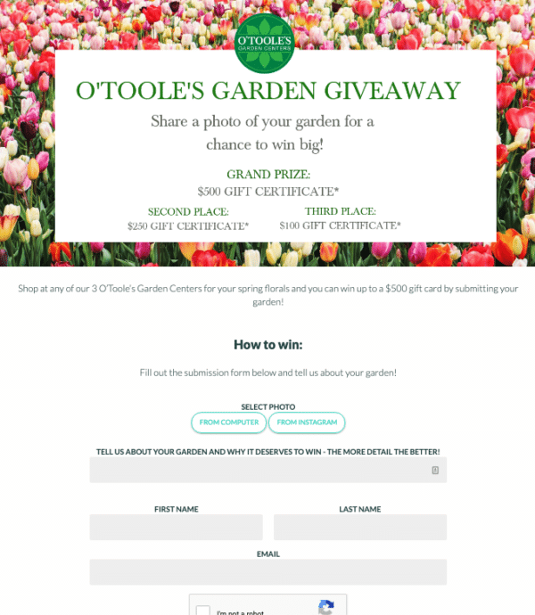 Otooles garden giveaway for Profitable Social Media Contest