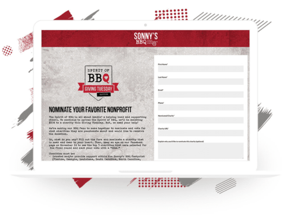 Sonny's BBQ Giving Tuesday Nominate Your Favourite Nonprofit