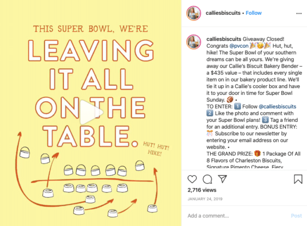 Super Bowl Instagram Contests