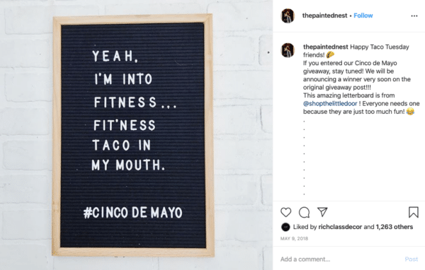 Cinco de Mayo Black Board with Brown Border for Instagram Contests