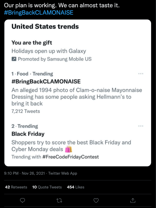 #BringBackCLAMONAISE