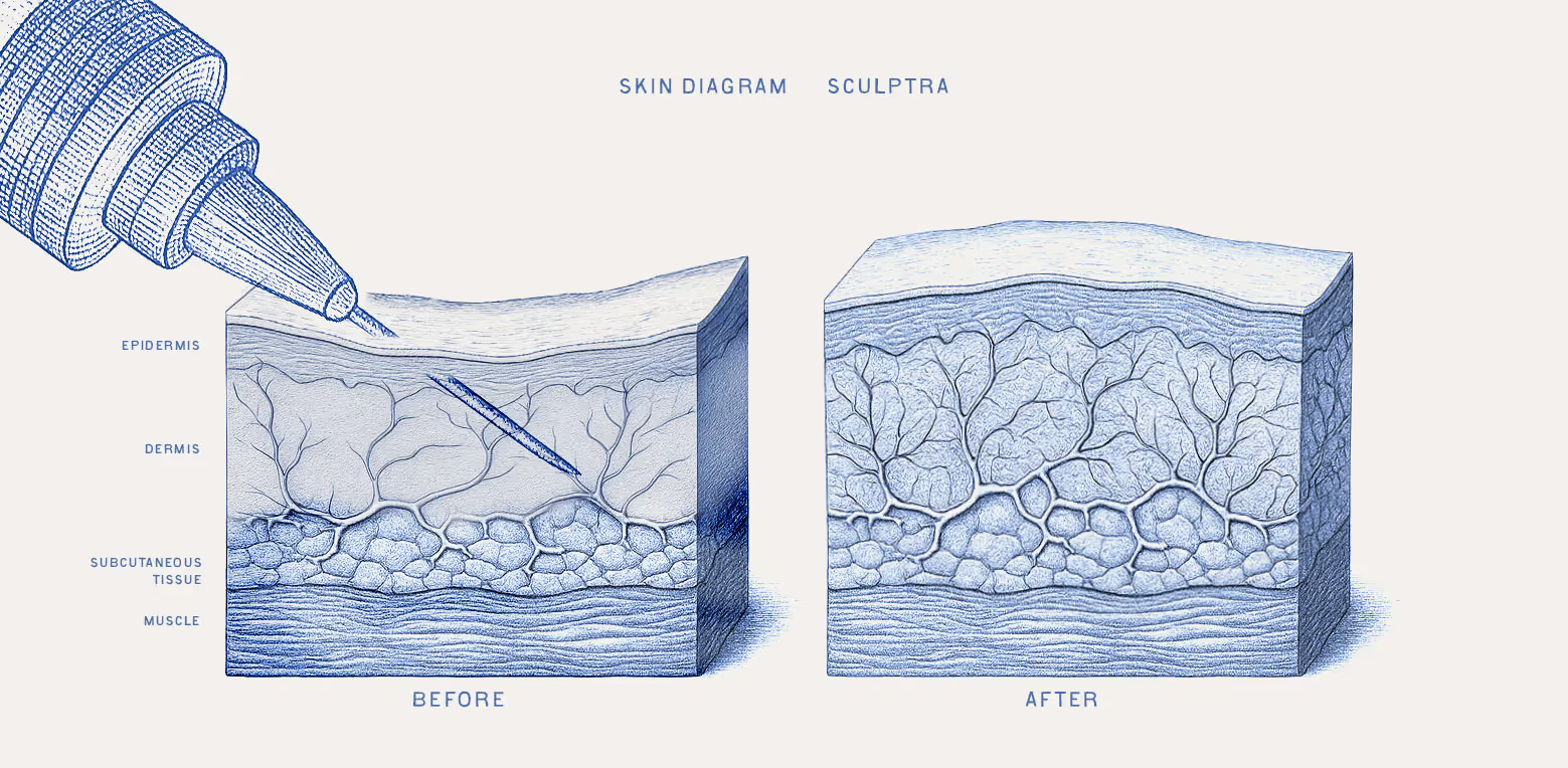 Diagram of the skin for the injectable Sculptra in Corte Madera, CA