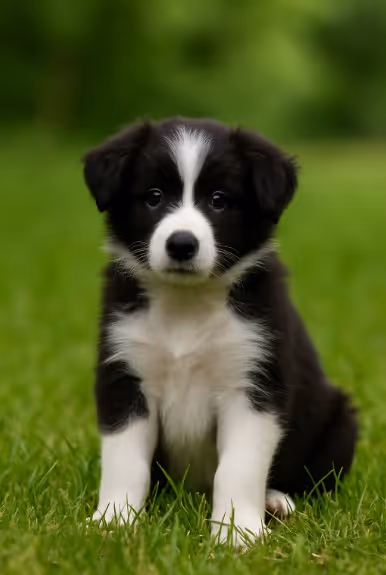 Border Collie puppy sitting on grass – male, female, and unique dog name ideas inspiration