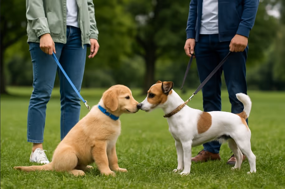 Dog playing in park