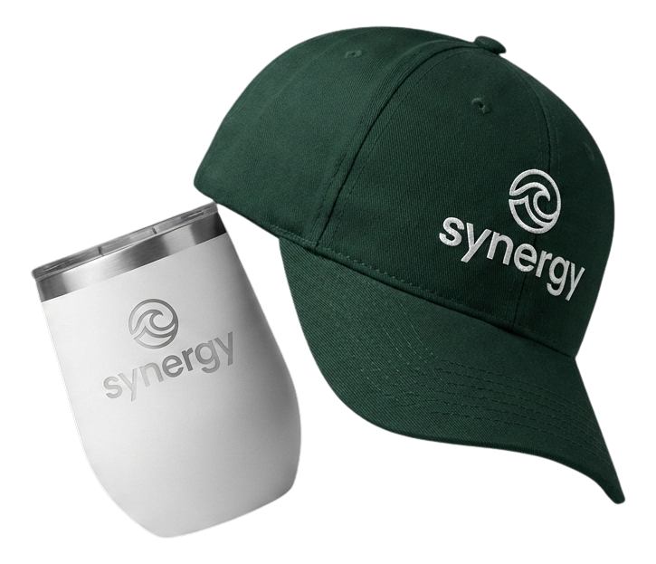 Black fitness tracker, green folded jacket with white earphones, and black massage gun labeled Theragun Prime.