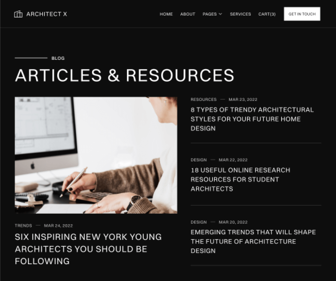 Blog V1 - Architect X Webflow Template