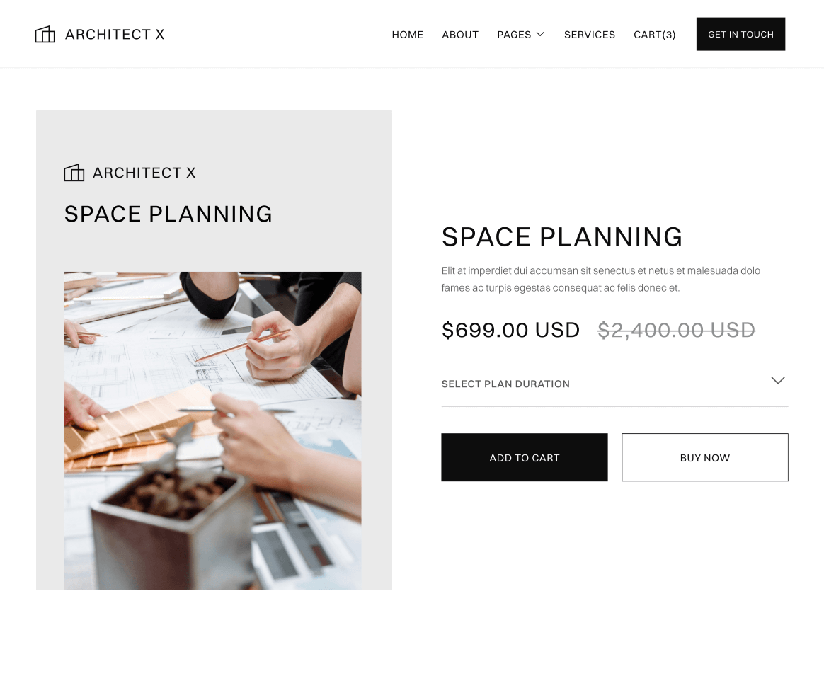 Single Product - Architect X Webflow Template
