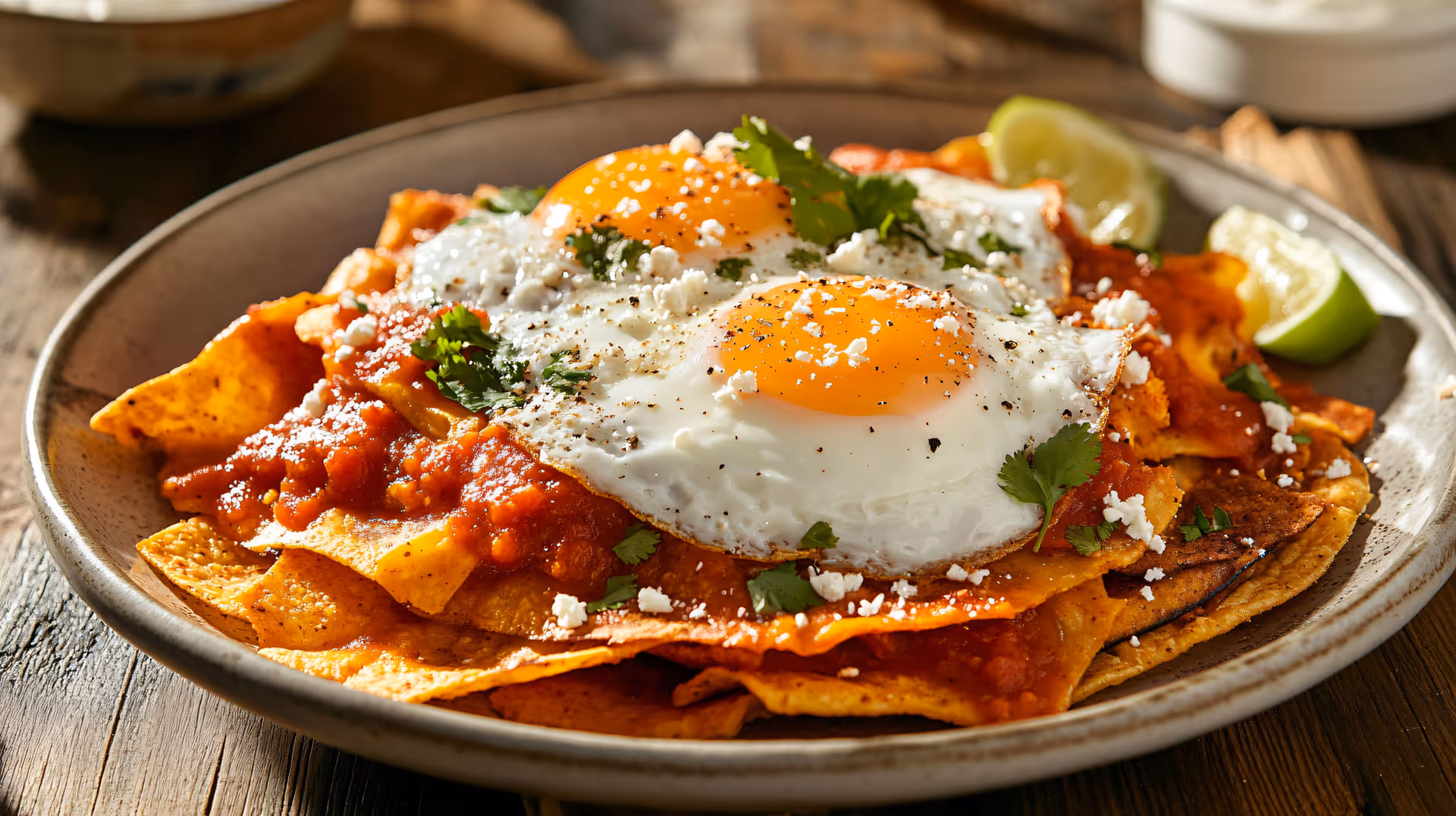 chilaquiles with 2 eggs on top