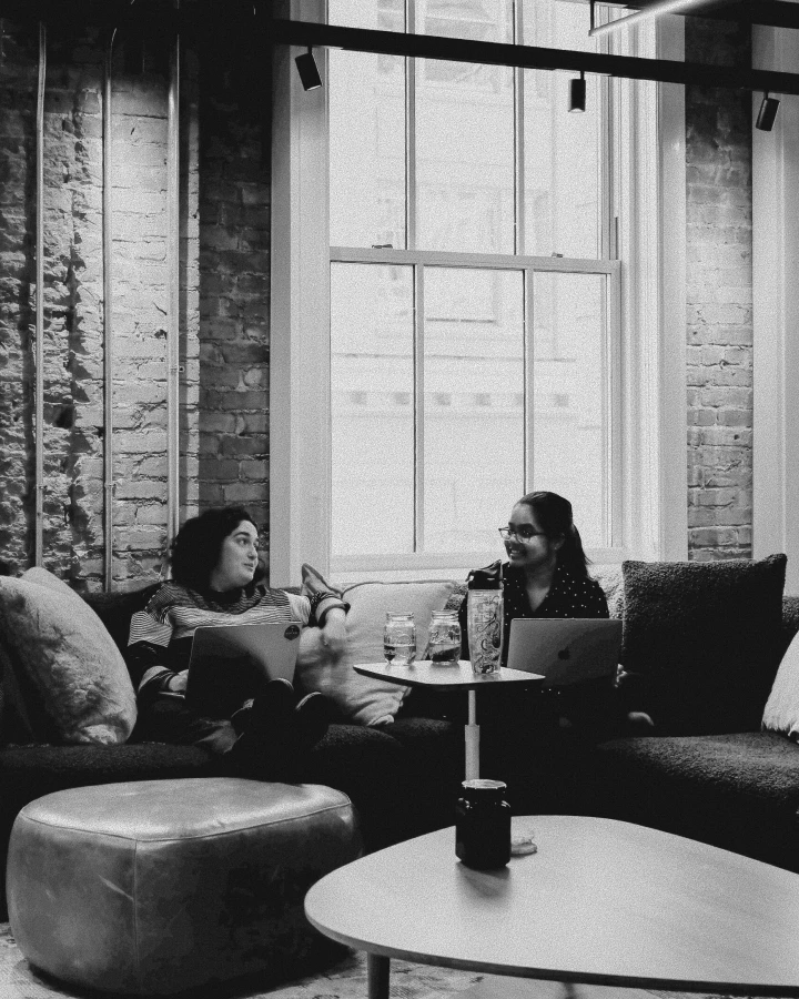 Two women from Superset talking