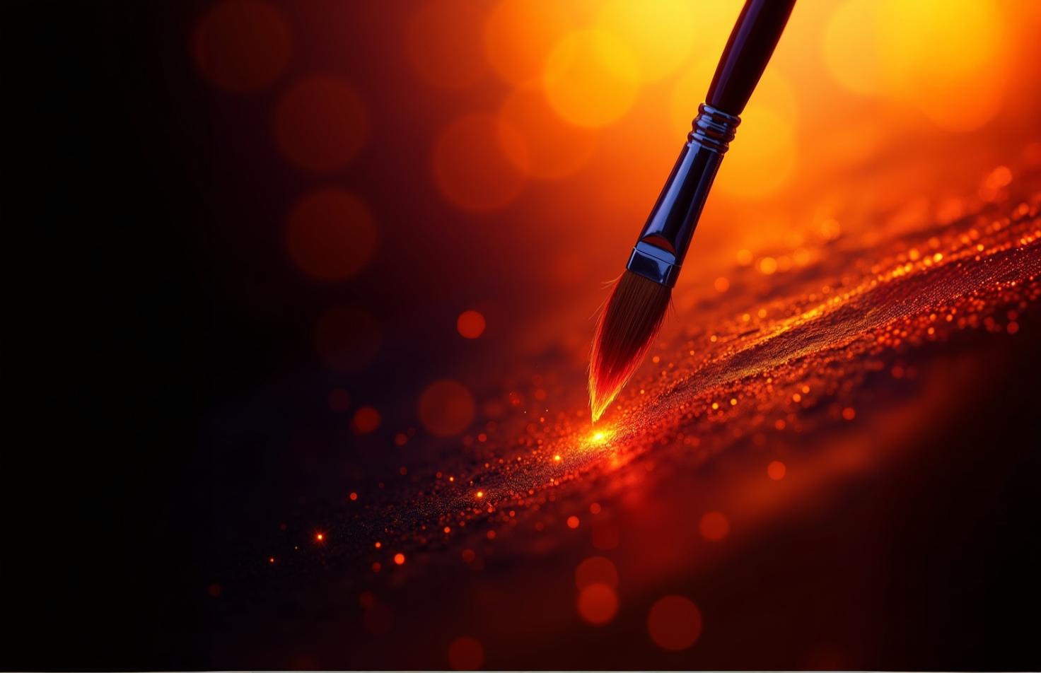 A photo realistic illustration of a colorful canvas and a paintbrush