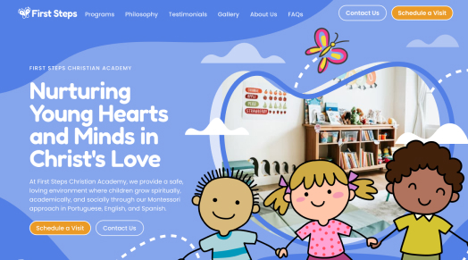 First Steps Academy website image on a laptop screen