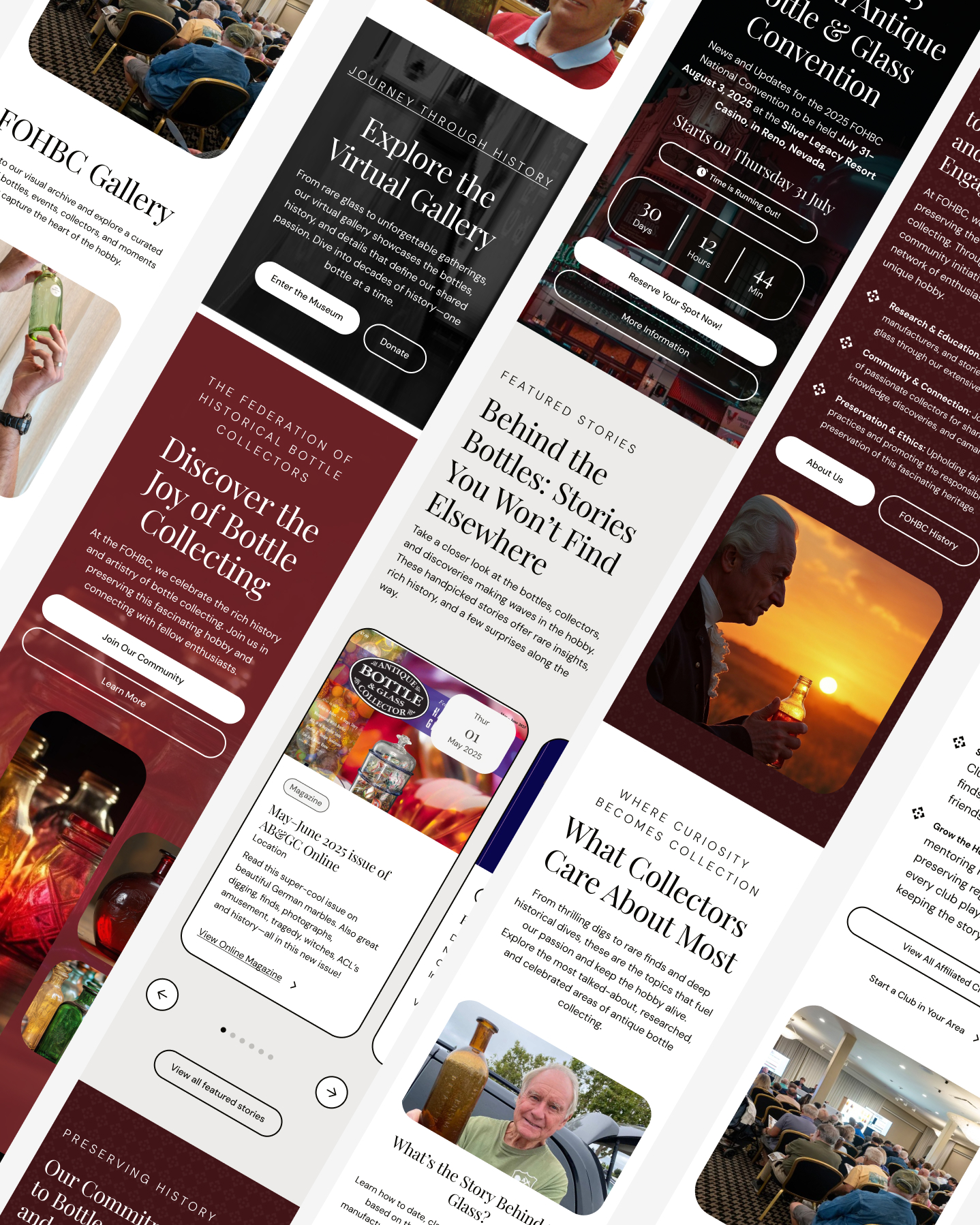 An collage of the FOHBC website screens