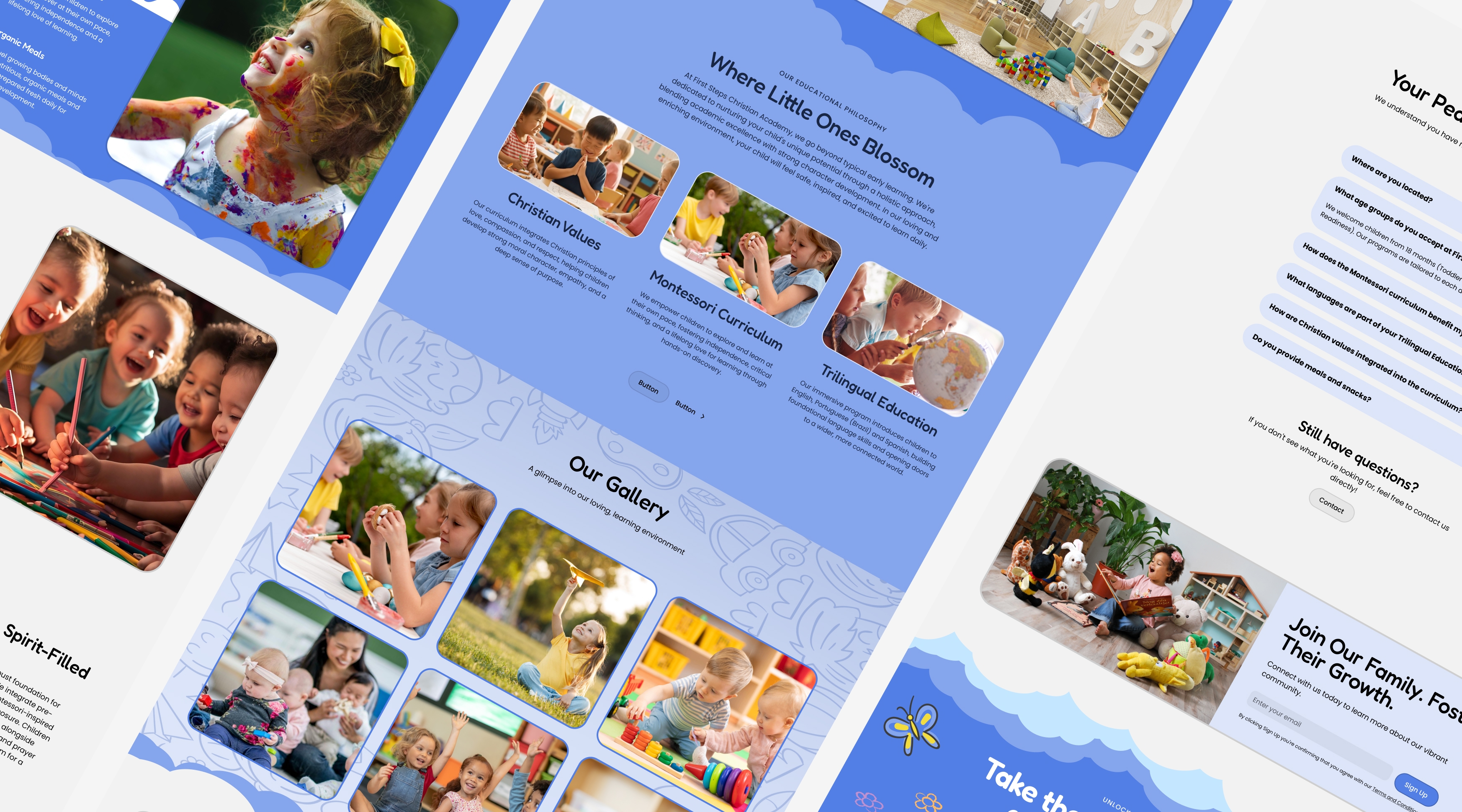 An collage of the First Steps website screens