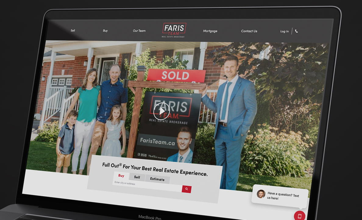 A laptop displaying the Faris Team homepage.