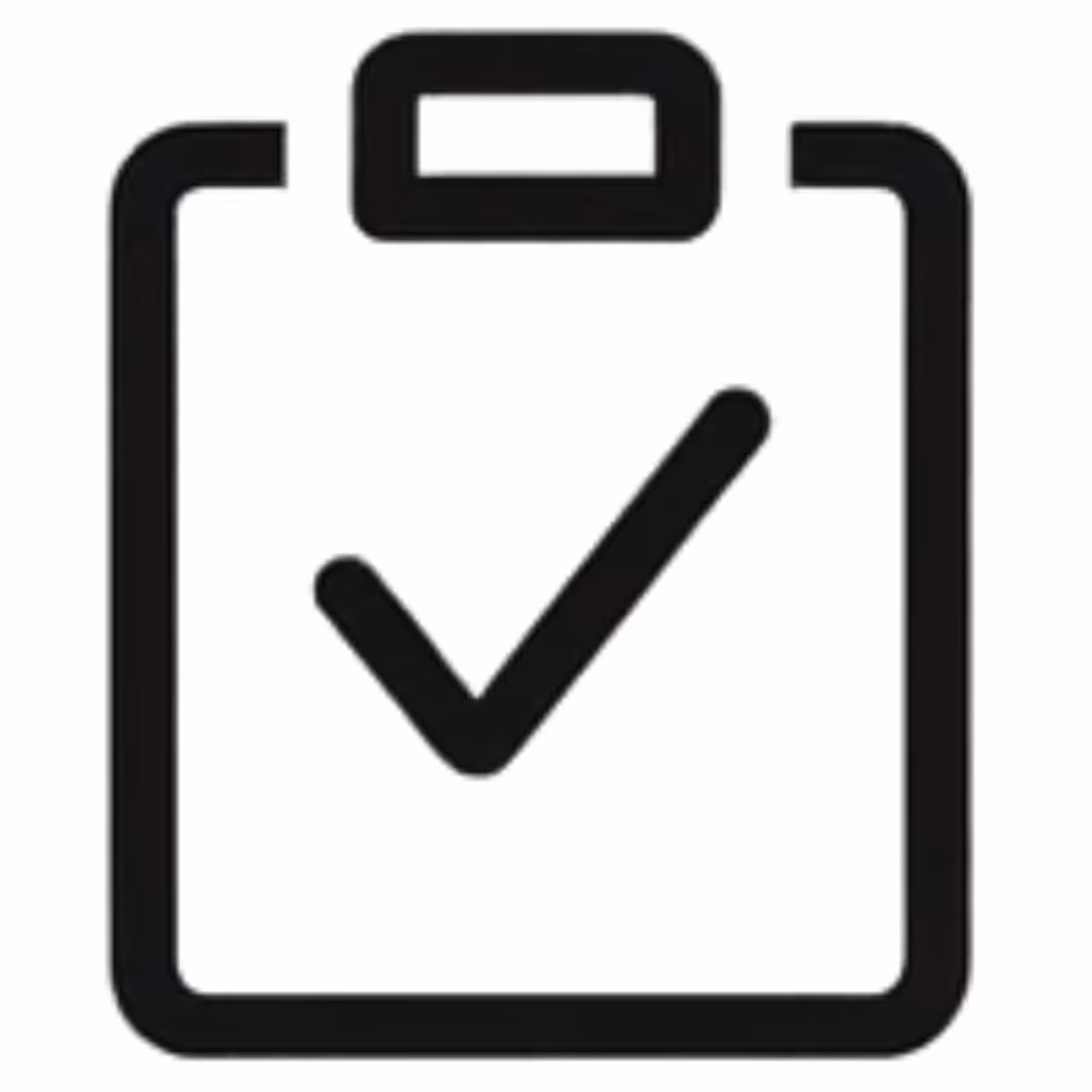Icon of clipboard with a checkmark – Indicates enforcing contracts or ensuring compliance.