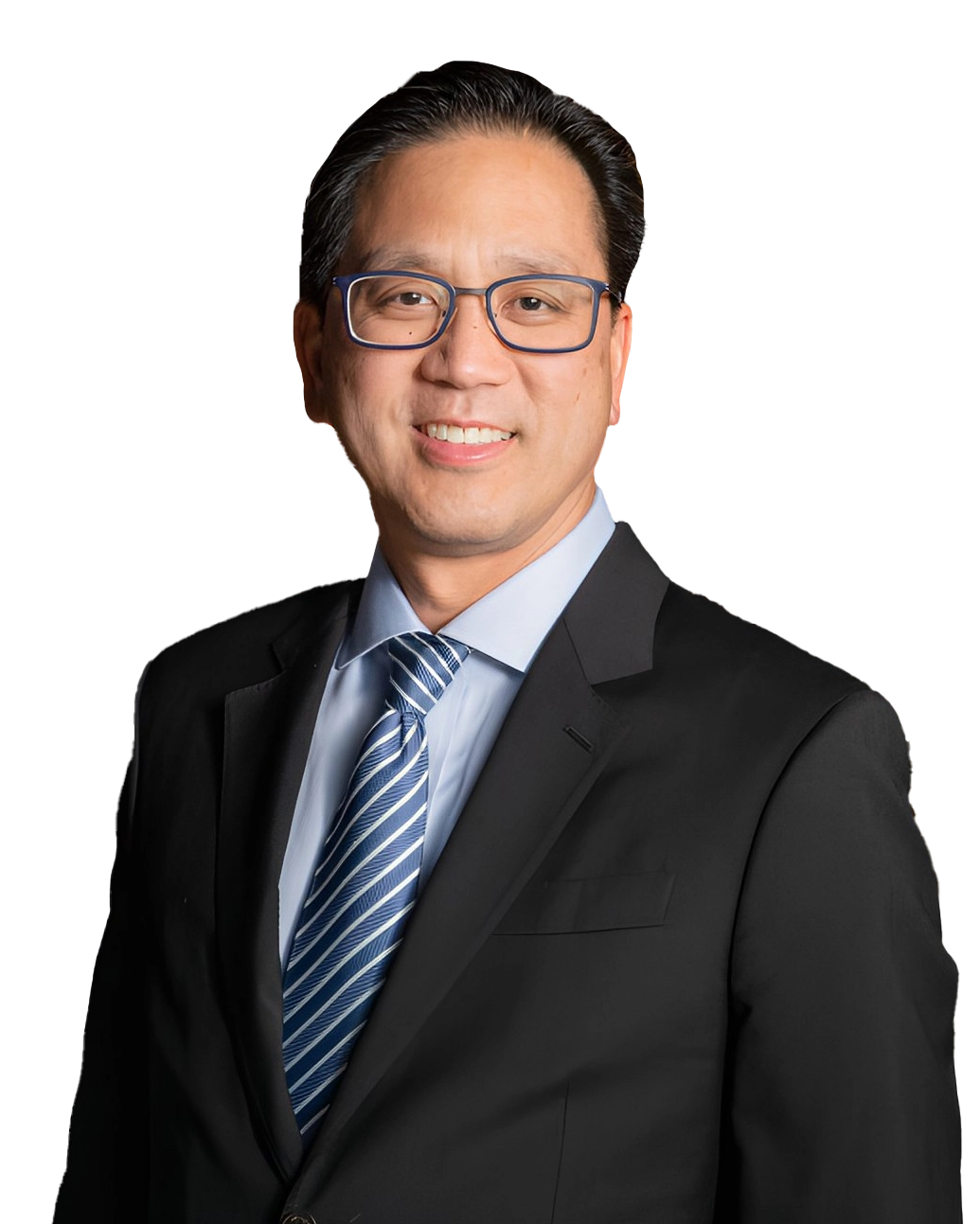 Dr. Marn smiling in a professional portrait, wearing a dark suit, light blue shirt, and striped blue tie.