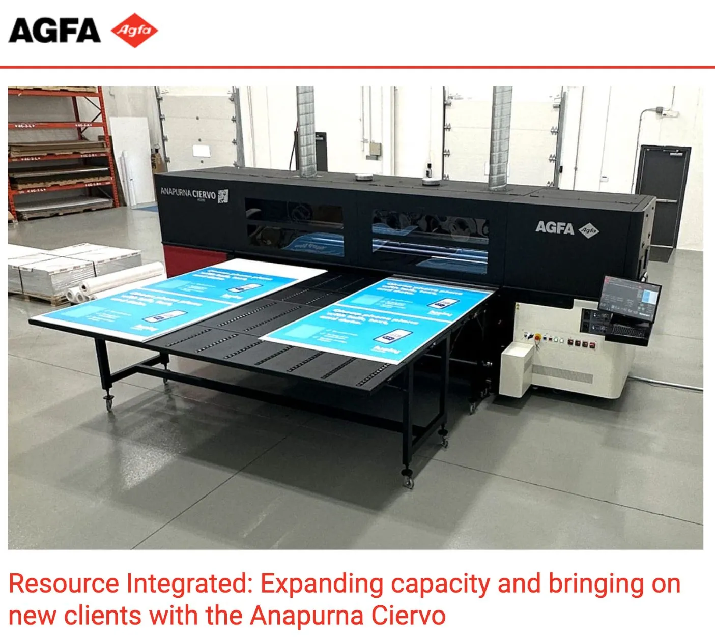 Resource Integrated Ltd. is proud to be featured by Agfa for our investment in the Anapurna Ciervo H3200 wide-format hybrid printer—a move that significantly expands our production capacity and strengthens our role as a full-service provider of custom retail merchandising, signage, and visual solutions.