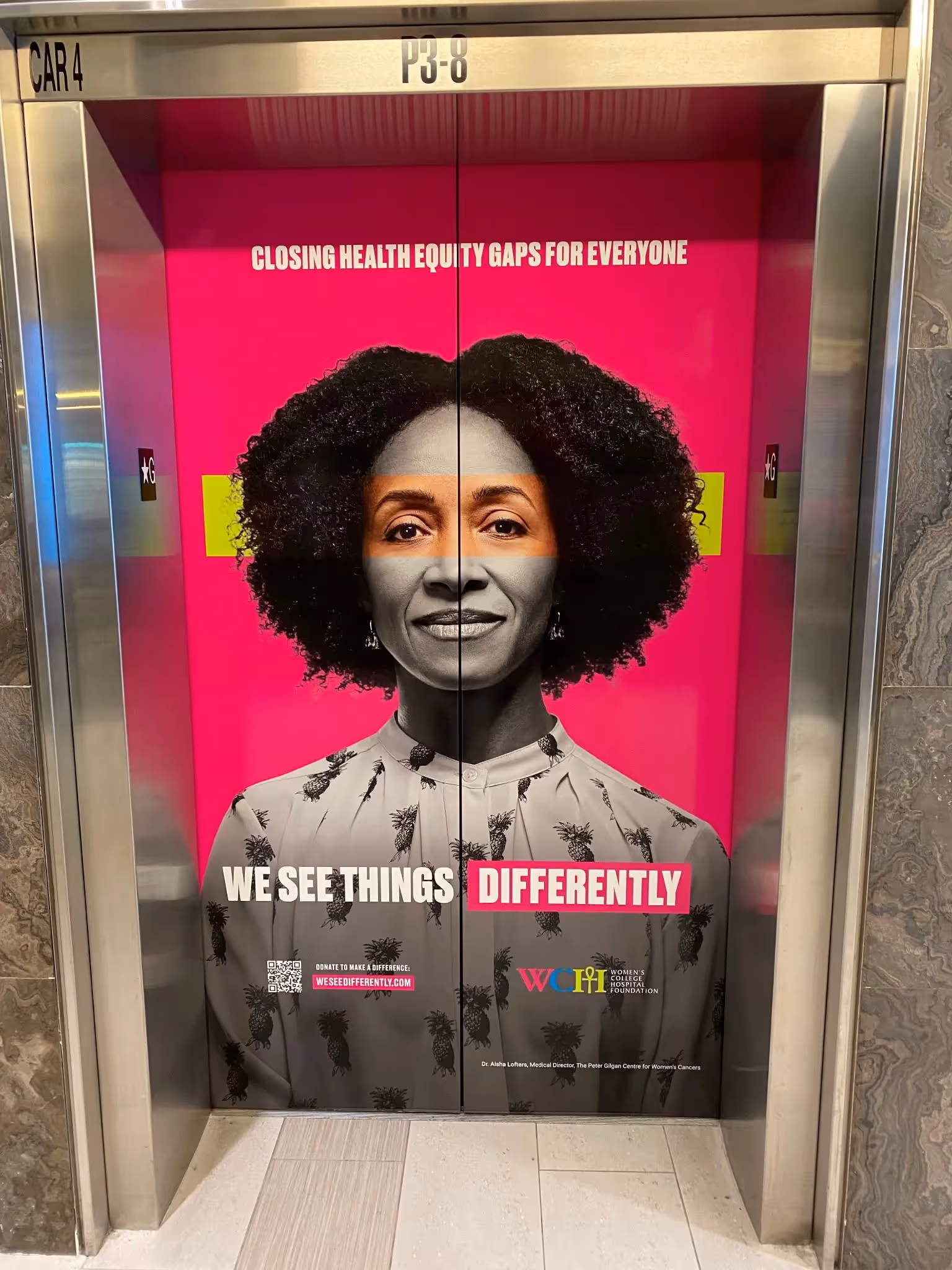 Resource Integrated environmental graphics project with hospital elevator wraps