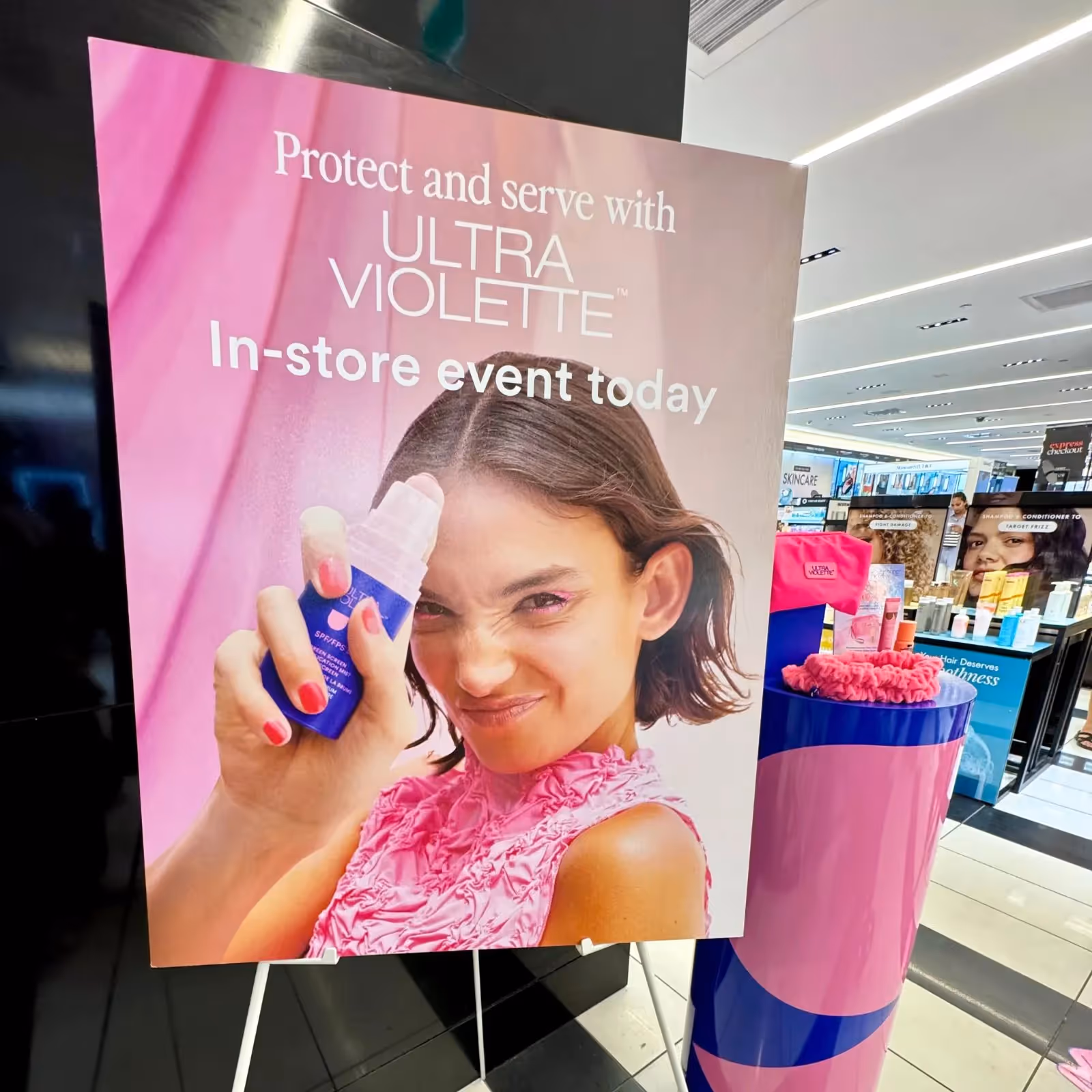 Large format printing for cosmetic retail brand activation display