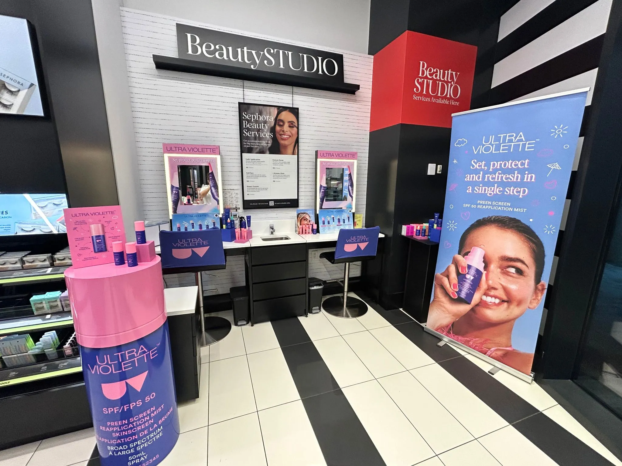 Ultra Violette brand activation display at Sephora retail store in Ontario