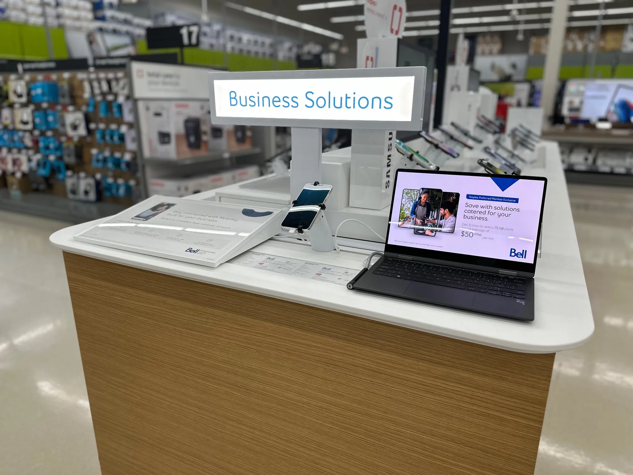 Bell backlit retail signage at Staples