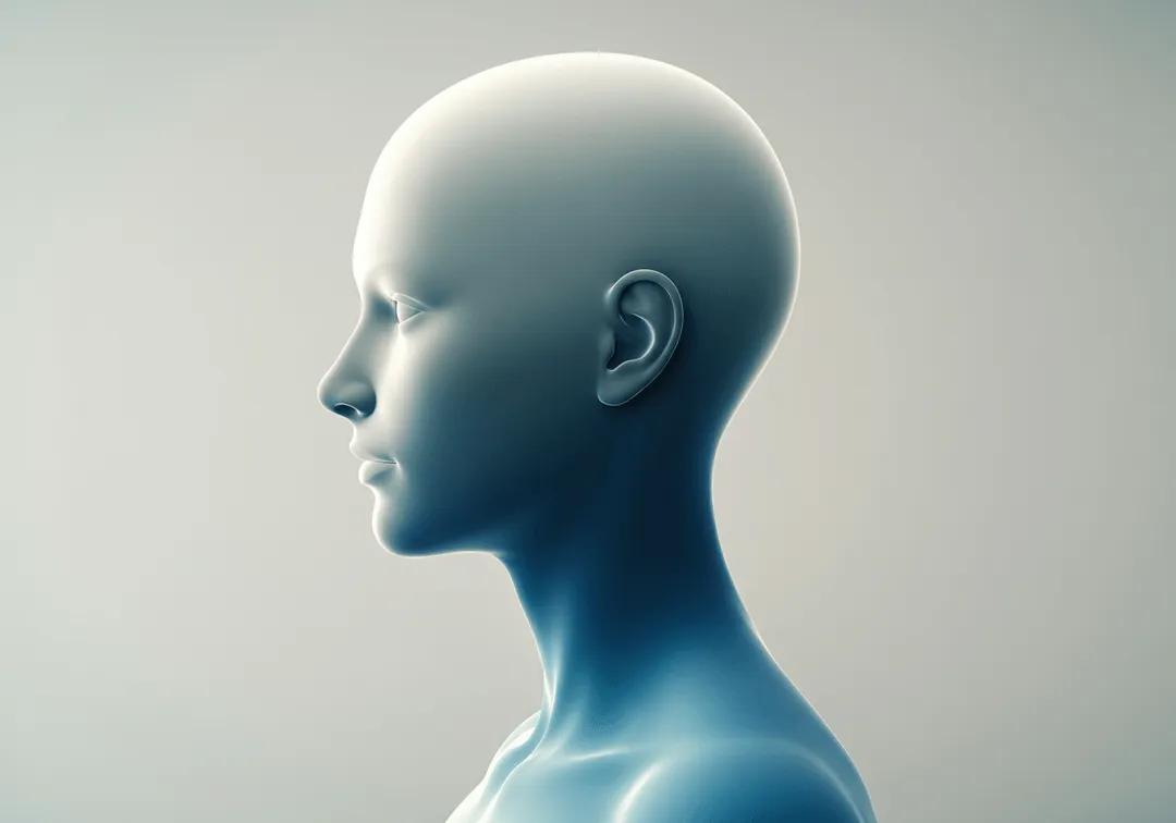 Visual of AI human figured looking left