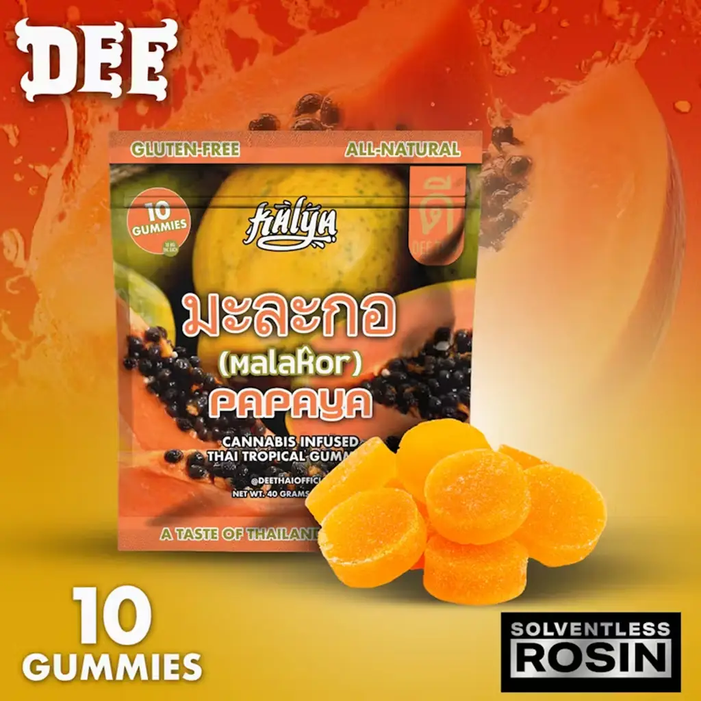 Papaya flavored cannabis infused thai tropical gummy