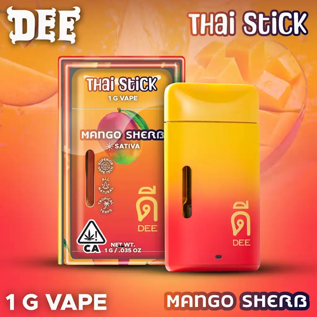 Thai stick mango flavored THC 1gram disposable pen.
