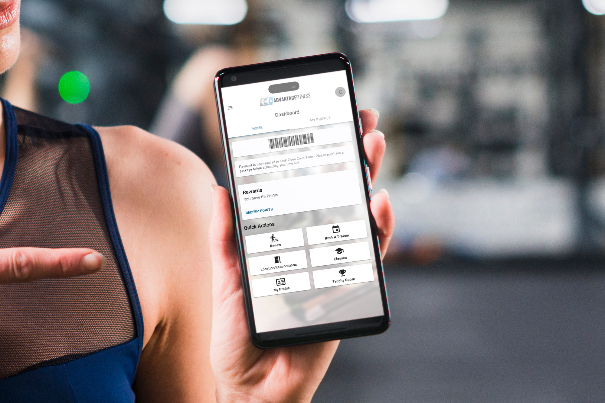 Member looking at the advantage app
