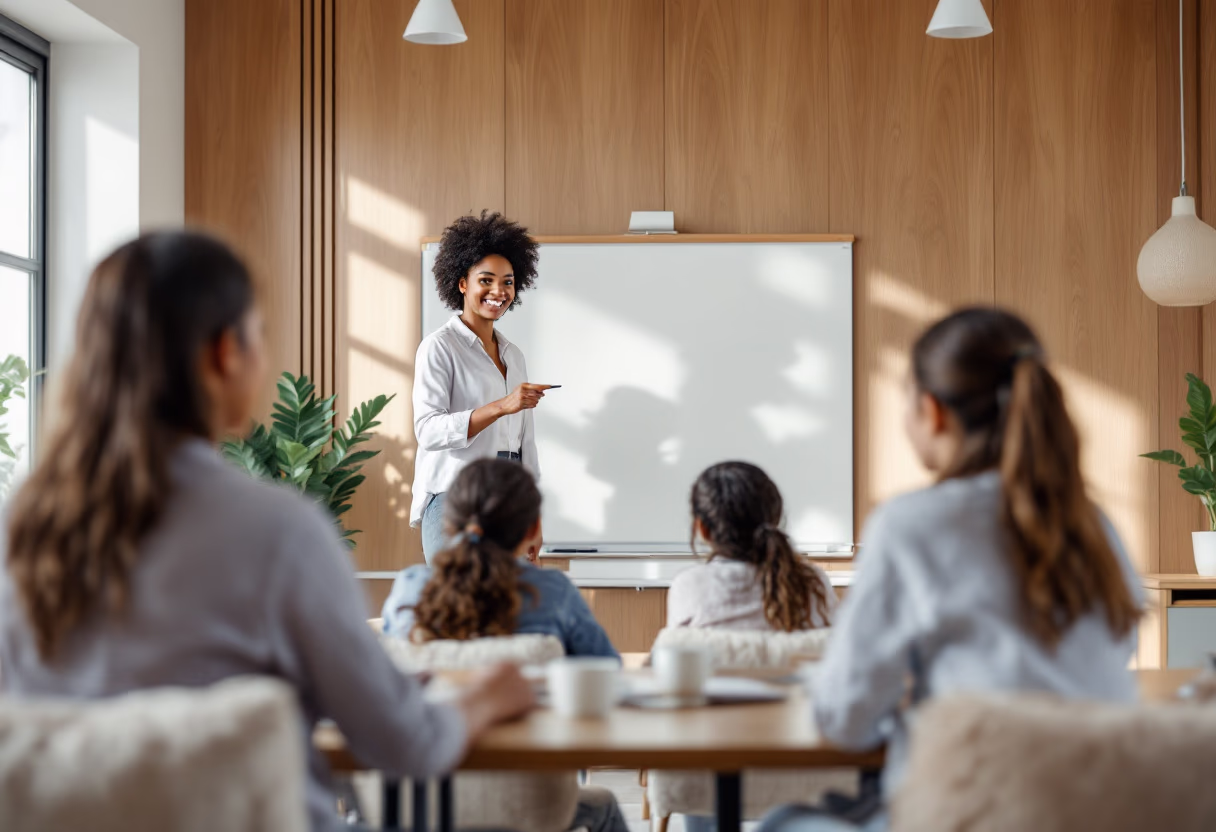 image of teacher using a smartboard (for edtech)