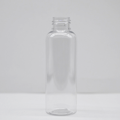 Clear PET boston round 100mL plastic bottle with 24mm neck finish
