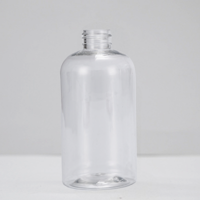 Clear PET boston round 250mL plastic bottle with 24mm neck finish