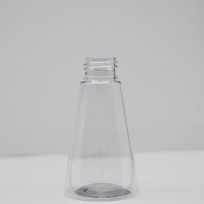 Clear PET conical 90mL plastic bottle with 24mm neck finish