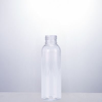 Clear PET bullet cosmo round 100mL plastic bottle with 24mm neck finish