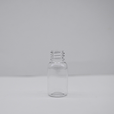 Clear PET bullet cosmo round 20mL plastic bottle with 18mm neck finish