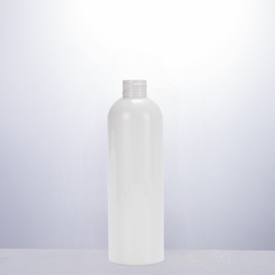 Clear PET bullet cosmo round 250mL plastic bottle with 24mm neck finish
