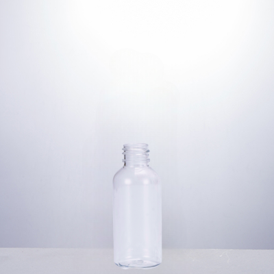 Clear PET bullet cosmo round 50mL plastic bottle with 20mm neck finish