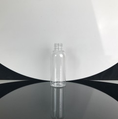 Clear PET bullet cosmo round 65mL plastic bottle with 20mm neck finish