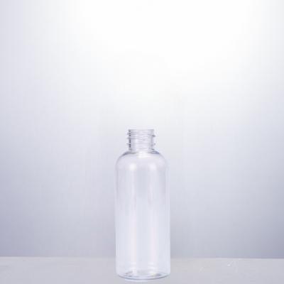 Clear PET bullet cosmo round 80mL plastic bottle with 24mm neck finish