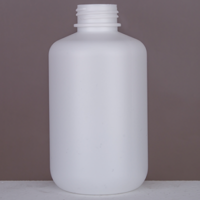 White HDPE cylindrical 250mL plastic bottle with 28mm neck finish