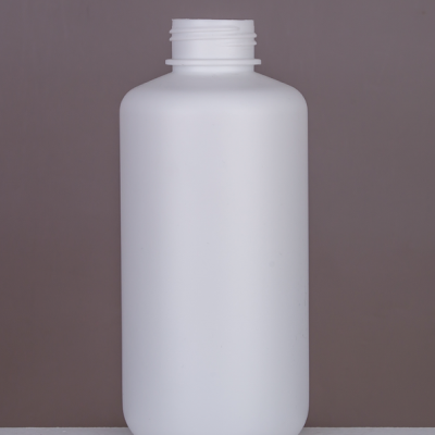 White HDPE cylindrical 500mL plastic bottle with 34mm neck finish