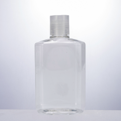 Clear PET oblong 237mL 8 oz plastic bottle with 24mm neck finish