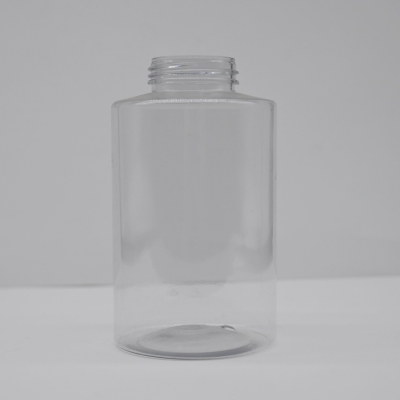 Clear PET flat shoulder 150mL plastic bottle with 30mm neck finish