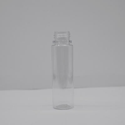 Clear PET flat shoulder 30mL plastic bottle with 22mm neck finish
