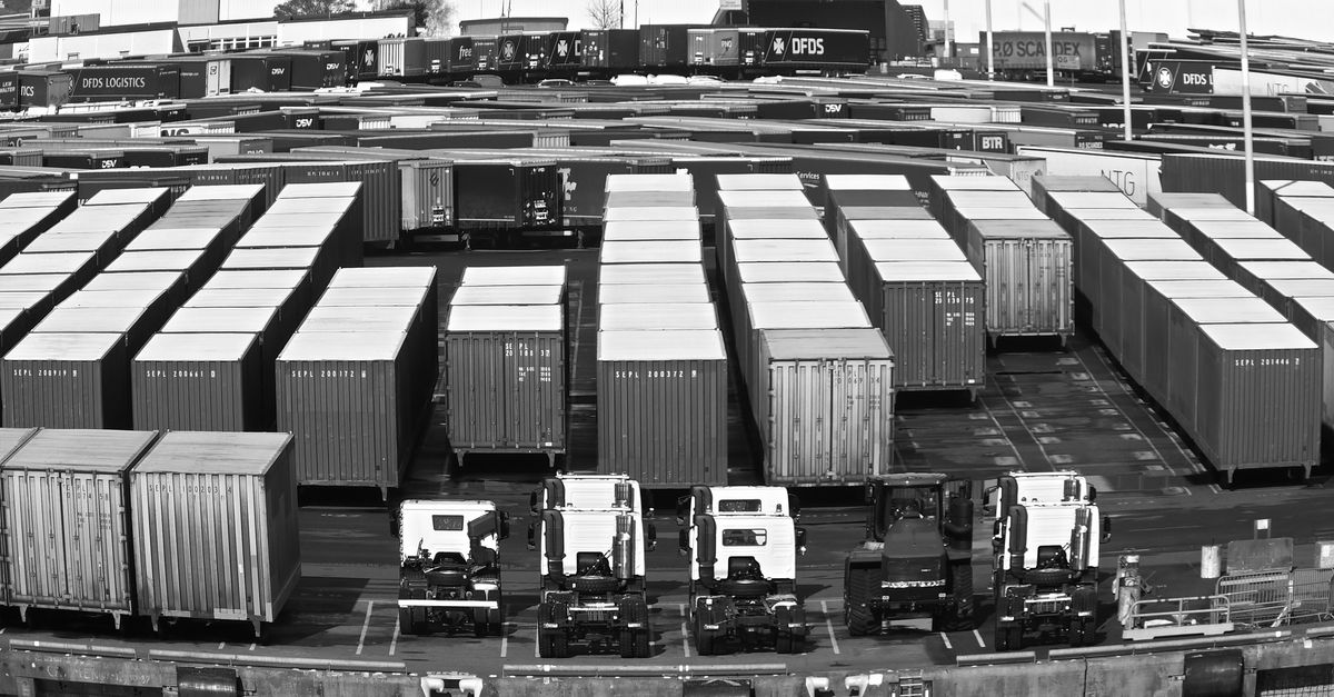 Container port showing imported packaging goods classification